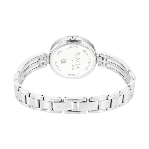 Titan Raga Plain 3 Hands Steel Colour Round Dial Silver A1Brass Strap Women's Watch - NU95264SM01
