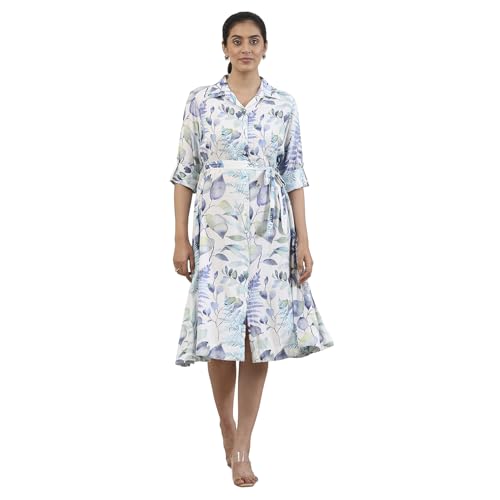 Biba Women Blue Viscose Rayon A-Line Dress_42