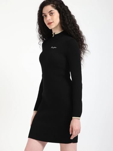 Polyester Half-Zip Neck Bodycon Dress