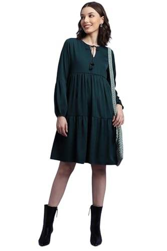 FOREVER 21 women's Polyester A-Line Knee-Length Casual Dress (FWA23DDRF0029_Green