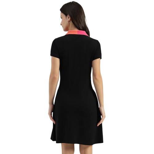 United Colors of Benetton Johny Collar Solid A-Line Dress (Size: M) - 26P3E89W3F67I100 Black