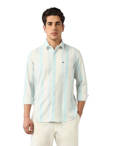Arrow Sports Men's Striped Slim Fit Shirt (ASAJSH1348_Peach