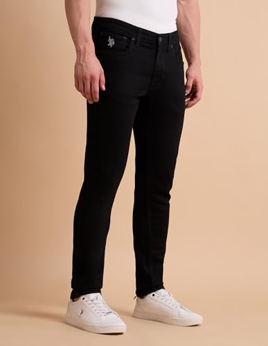 U.S. POLO ASSN. Denim Co. Men's Brandon Slim Tapered Fit Black Jeans