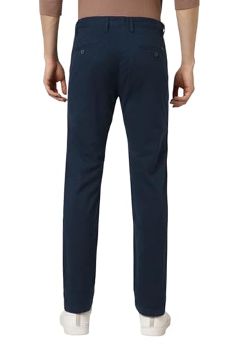 Men Navy Solid Super Slim Fit Chino Casual Trousers