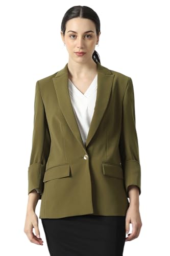 Women Olive Solid Blazer