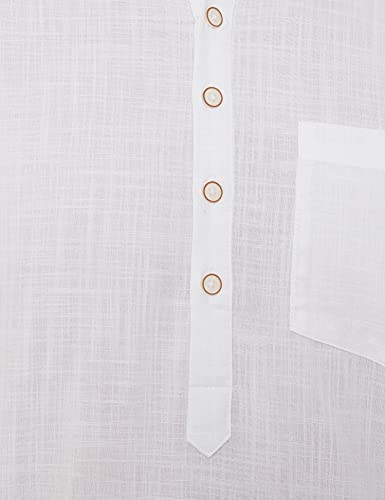 Max Men's Full Sleeves Mandarin Collar Solid Regular Fit Cotton Kurta White