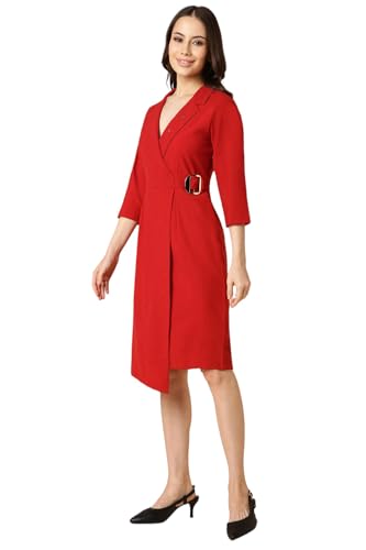 Allen Solly Women Red Solid Formal Dress