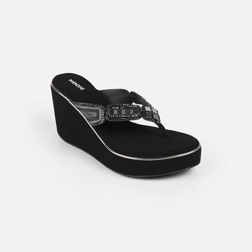 Mochi Women's Open Casual - Slippers with Flat Black Flat sole UK/4 EU/37(34-414)