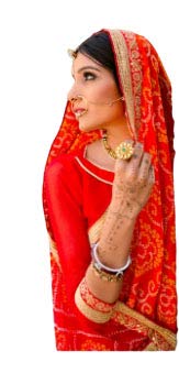 HerClozet Georgette Lahariya Gota Patti Saree (Red,golden)