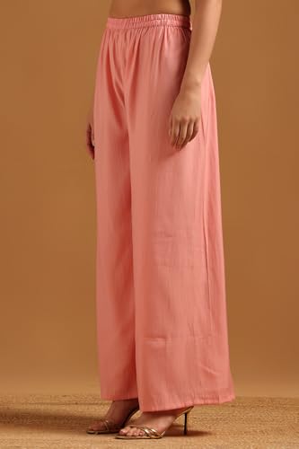 Soch Womens Blush Pink Roman Silk Botanical Salwar Suit With Sequins
