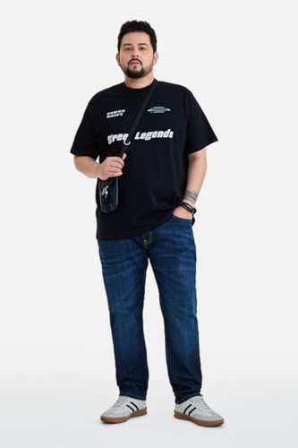 SNITCH Men's Plus Size T-Shirt | Street Legends Graphic Printed Streetwear Style | 100% Cotton Crew Neck & Short Sleeve Regular Fit Plus Size Men's Clothing for Urban Fashion Black