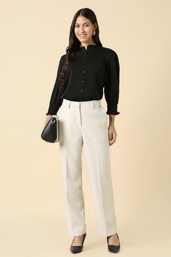 Allen Solly Women's Regular Casual Pants (AHTFWRGBV42129_White