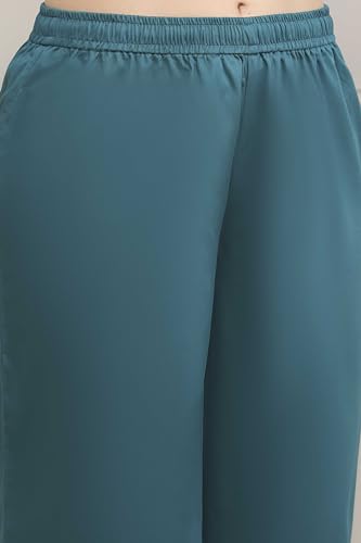 Biba Women Teal Green Poly Cotton Anarkali Suit Set_36