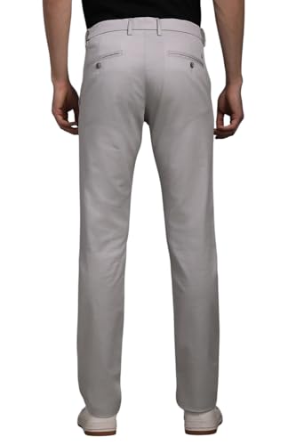Men Grey Textured Flat Front Casual Trousers