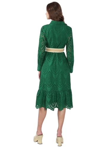 VERO MODA Women's Fit and Flare Green Dress