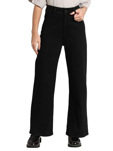 VERO MODA Womens Wide Leg Jeans Jet Black