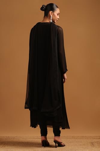 Soch Womens Black Georgette Salwar Suit With Beads