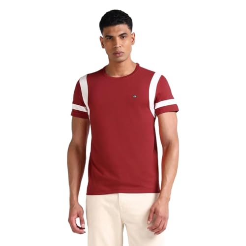 Arrow Sport Mens Red Solid Crew Neck Short Sleeve Men's T-Shirts & Polos (ASAEOTS5128_Red_XL)