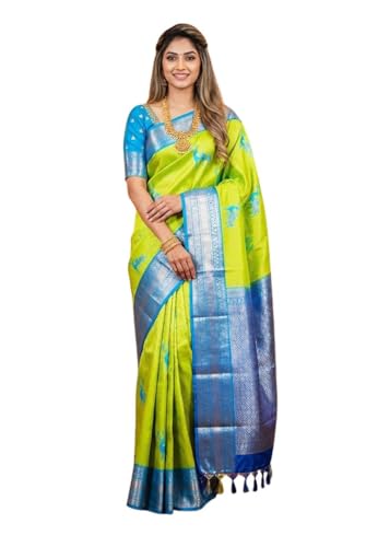 SREE KUMARAN Women's Kanchipuram Kubera Silk Pure Pattu Sarees – Deer Butta With Blouse (VSK161-8)