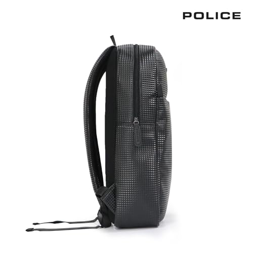 POLICE Black Medium Size 20Ltr Leather Backpack for Men & Women