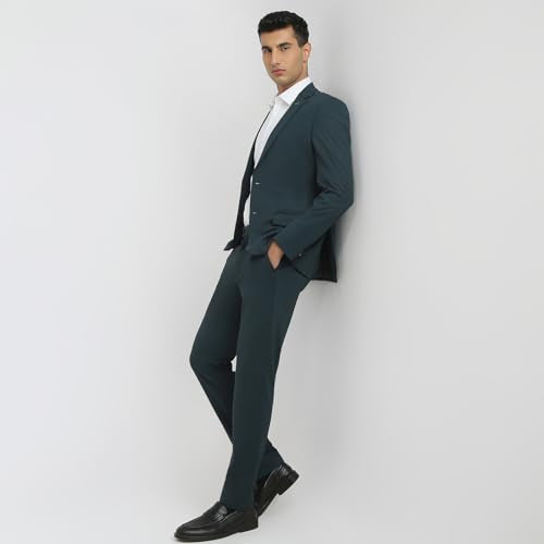 Park Avenue Men Super Slim Fit Solid Pattern Rayon Blend Notch Lapel Full Sleeve Formal Suit