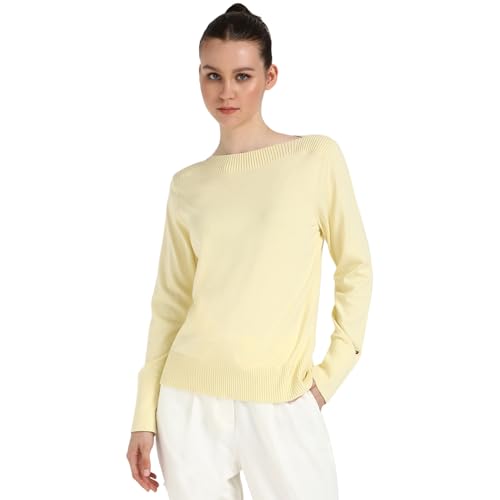 Womens Yellow Solid Sweater