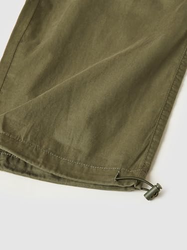 Max Girls Solid Cargo Parachute Trousers (Green_10-12 Y)