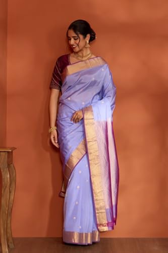 Taneira Women Light Violet Woven Apsara Silk Viscose Saree with Unstitched Blouse Piece (SAPP03AA0849-Light Violet)