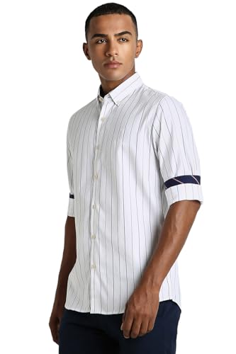 Peter England Men's Slim Fit Shirt (PCSFTSLPG42561_White