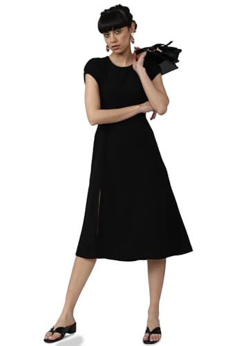 FOREVER 21 women's Polyester Classic Midi Dress (596593_Black