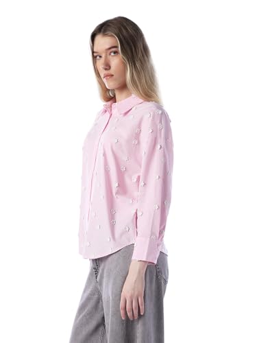 ONLY Women's Applique Regular Fit Pink Shirt