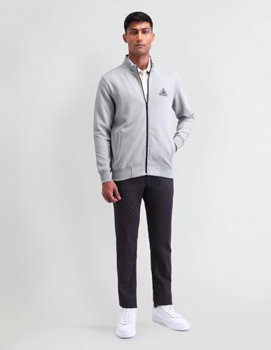 Arrow New York Mens Grey Solid High Neck Long Sleeve Casual Cotton Regular Fit Sweatshirt (ANAISS3929_Grey_XL)