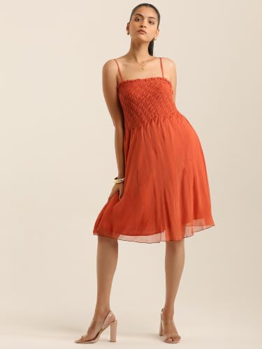 Label RITU KUMAR Rust Eva Offshoulder Dress