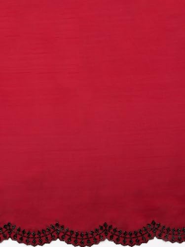 MOHEY Women's Organza Printed & Stone Work Saree with Blouse Piece (Rani)