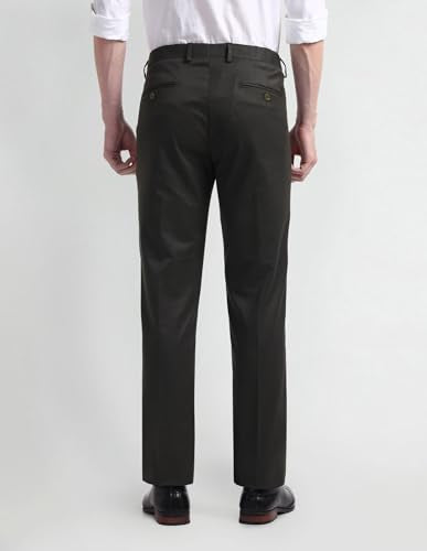 Arrow Men Tapered fit Polyester SolidMid-Rise waistTrousers(ARAEOTR1627_Brown_32)