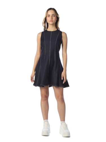 ONLY Women's Solid Fit and Flare Blue Dress