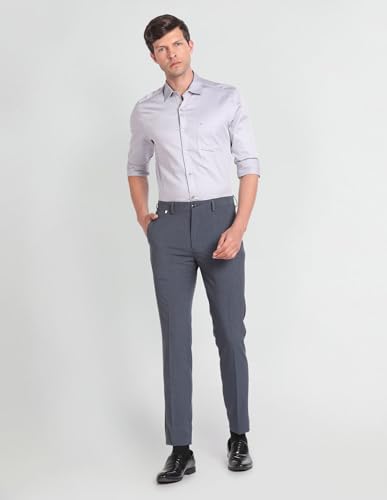 Arrow Mid Rise Flat Front Trousers Dark Grey