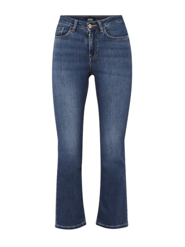 ONLY Women's Solid Flared High-Rise Blue Jeans