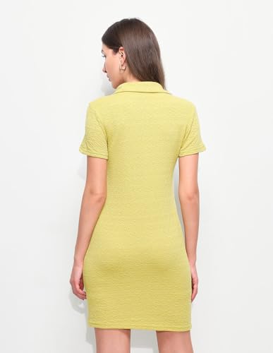 U.S. Polo Assn. Women Women's Textured Fitted T-Shirt Dress (UWSS26DRS228_Mustard_XL)