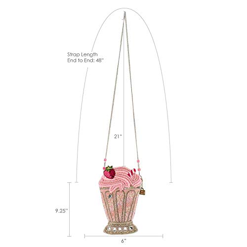 Mary Frances Shake It Up Beaded Milkshake Crossbody Novelty Handbag, Pink