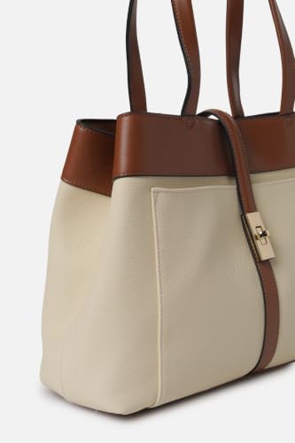 Women Beige Patterned Casual Handbag