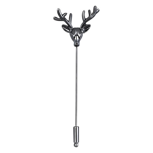 Mahi Black Gun Metal Plated Deer Shaped Lapel Pin Wedding Brooch Suit Accessory for Mens (BP1101148B)