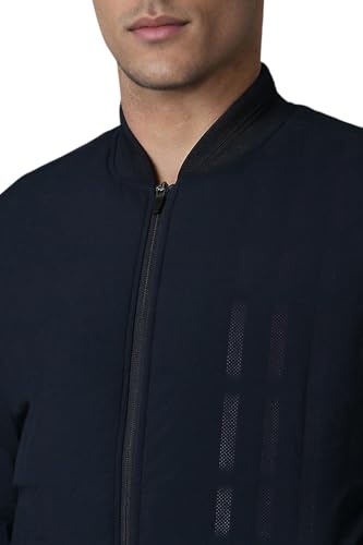 Men Casual Navy Textured Jackets