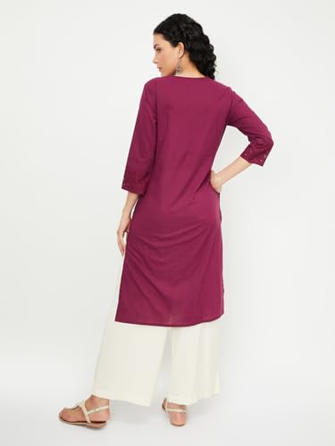 Max Women's Cotton Regular Kurta (BEWWFE24SA_Purple