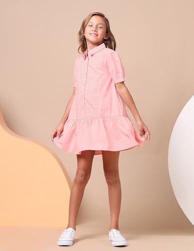U.S. POLO ASSN. Girl's Cotton A-Line Mini Dress (UGDRS0420 Pink
