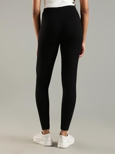 Slim Fit Solid Mid Rise Legging Black