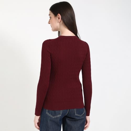 Tommy Hilfiger Women's Cotton Round Neck Sweater (S25HWSW032 Red