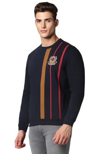Louis Philippe Men Casual Navy Print Sweatshirt