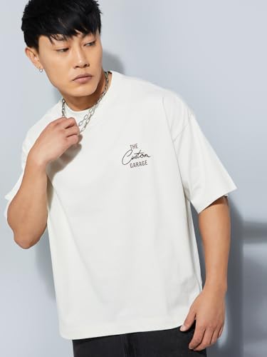 Max URB_N Men Printed Boxy Fit T-Shirt (White_L)
