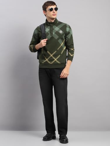 Monte Carlo Mens Regular Fit Solid Button Full Sleeve Winter Sweatshirt | Stylish Sweatshirt for Men |Comfortable Casual Winter Wear for Men's Green M (Pack of 1)